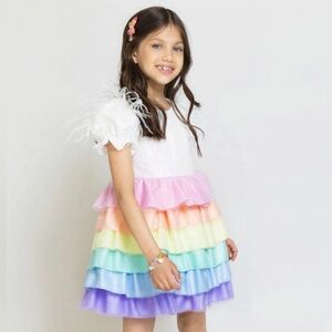 Lola and The Boys Girls Satin Rainbow Dream Dress